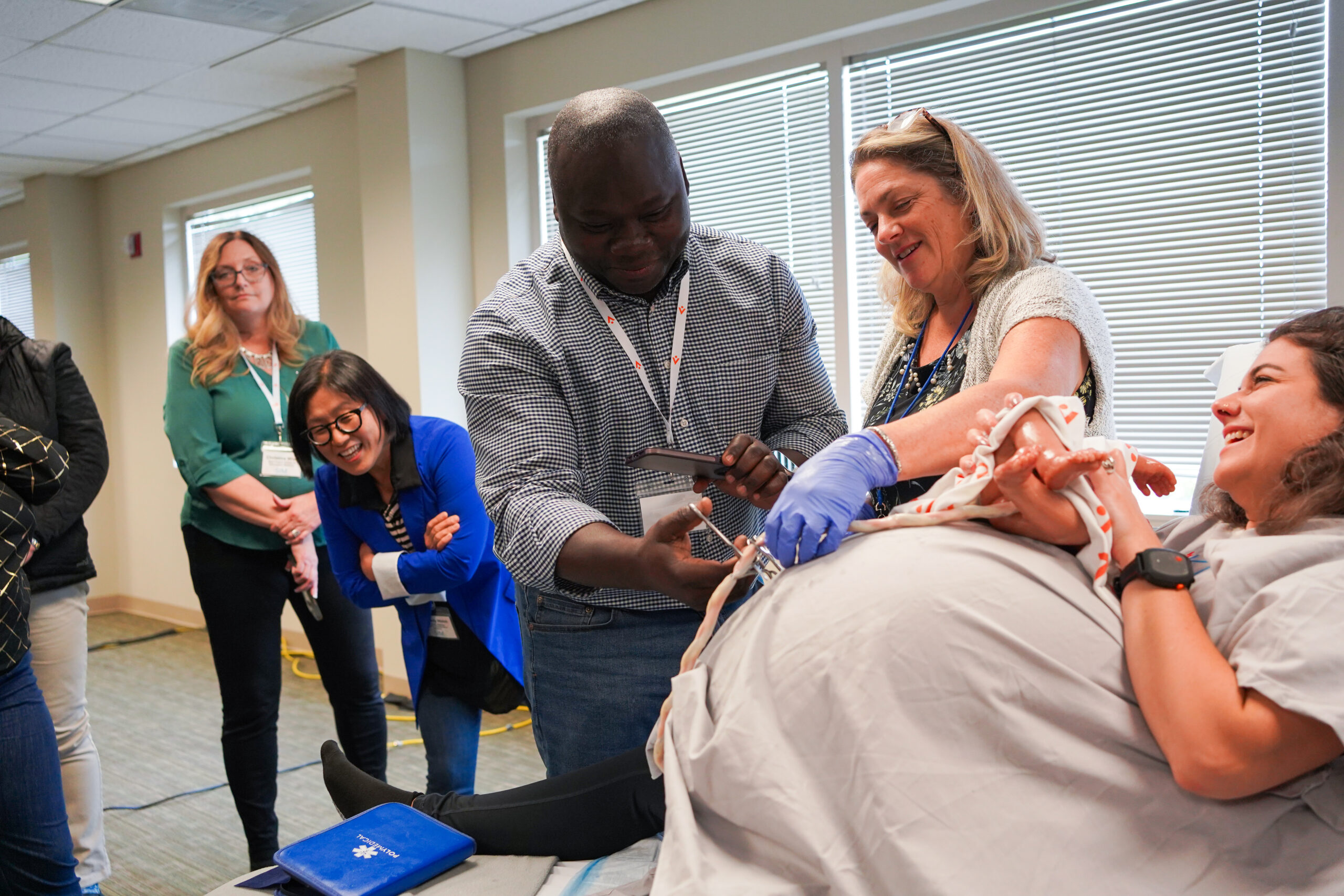 SIM Summit participants at GWU test the Avbirth on a live standardized patient